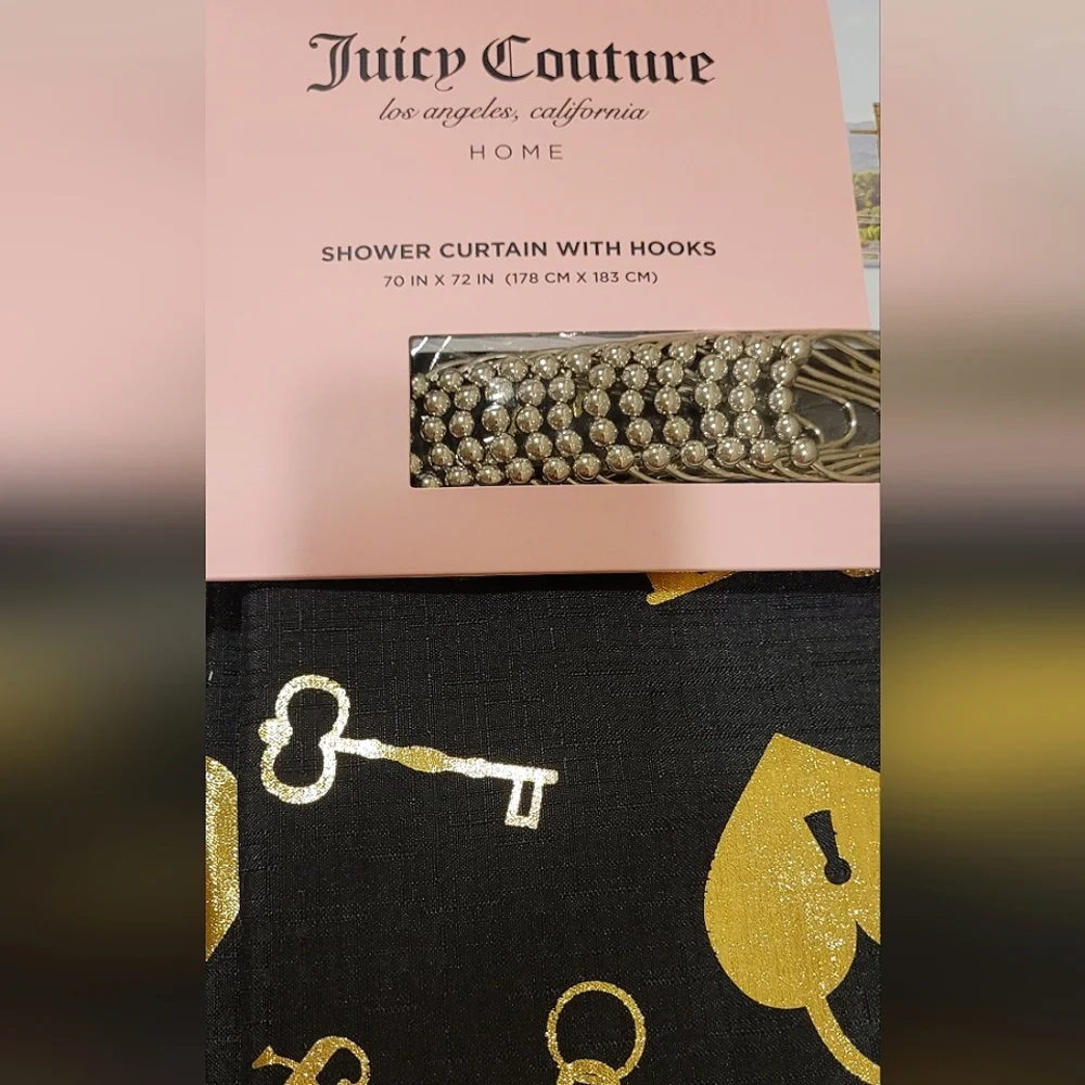 Juicy Couture Heart Padlock & Key Shower Curtain